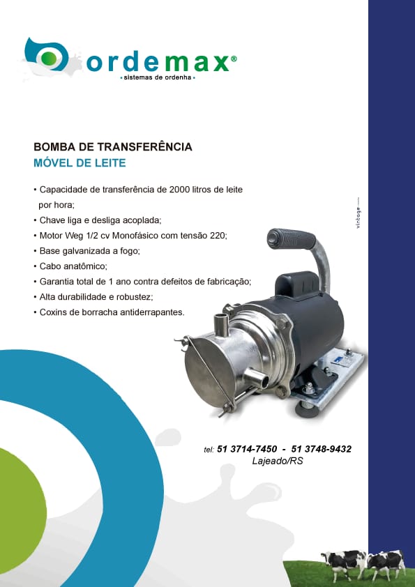 BOMBA DE TRANSFERENCIA DE LEITE MOVEL